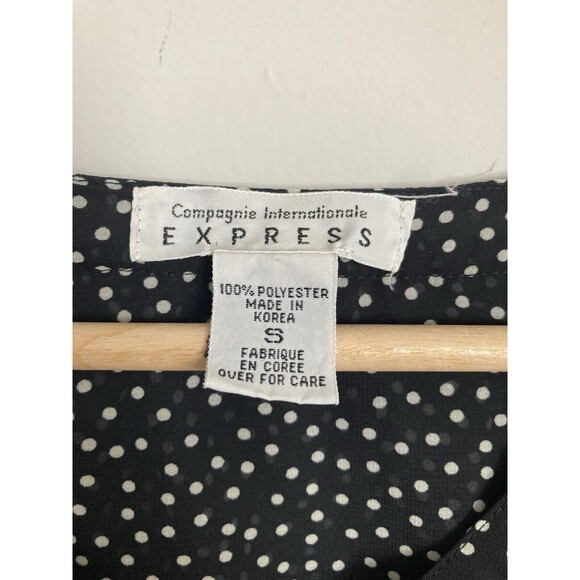 Vintage Express Floral Ruffle Front Blouse Black SMALL Peasant Boho - Picture 5 of 7